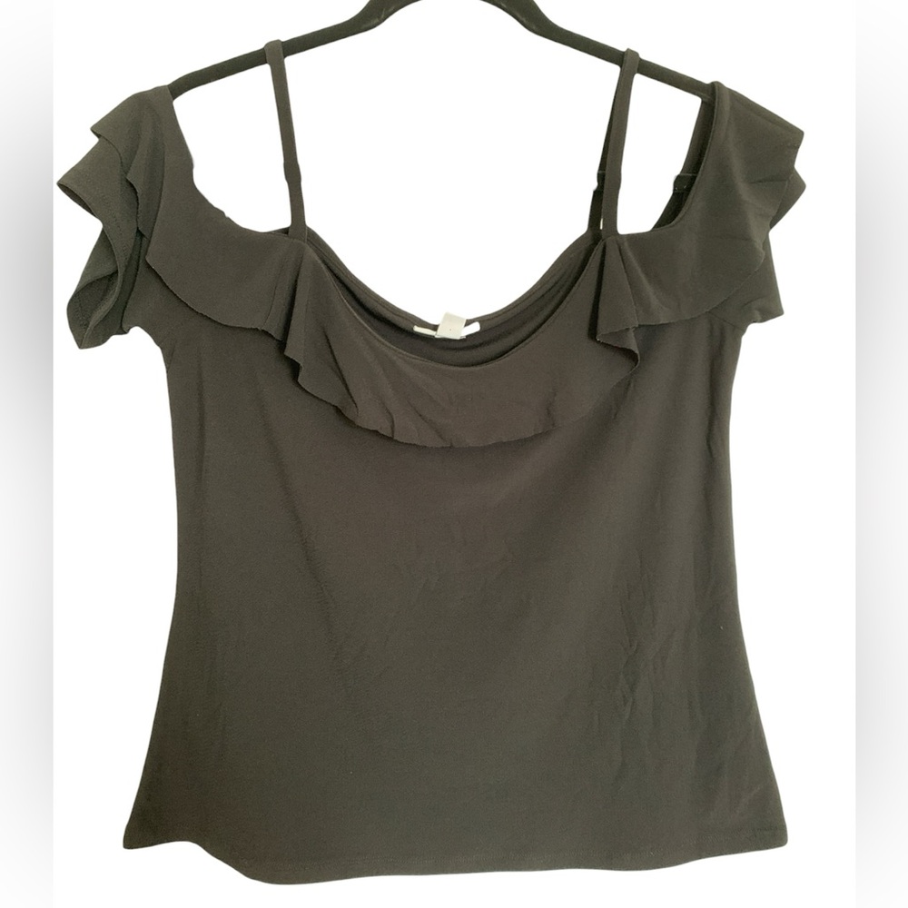 Bar III Black Top cold shoulder off shoulder Large Y2K sexy summer festival - Picture 3 of 15